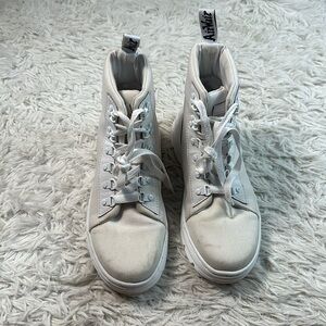 Doc Martens Combs White Fabric Combat Boots